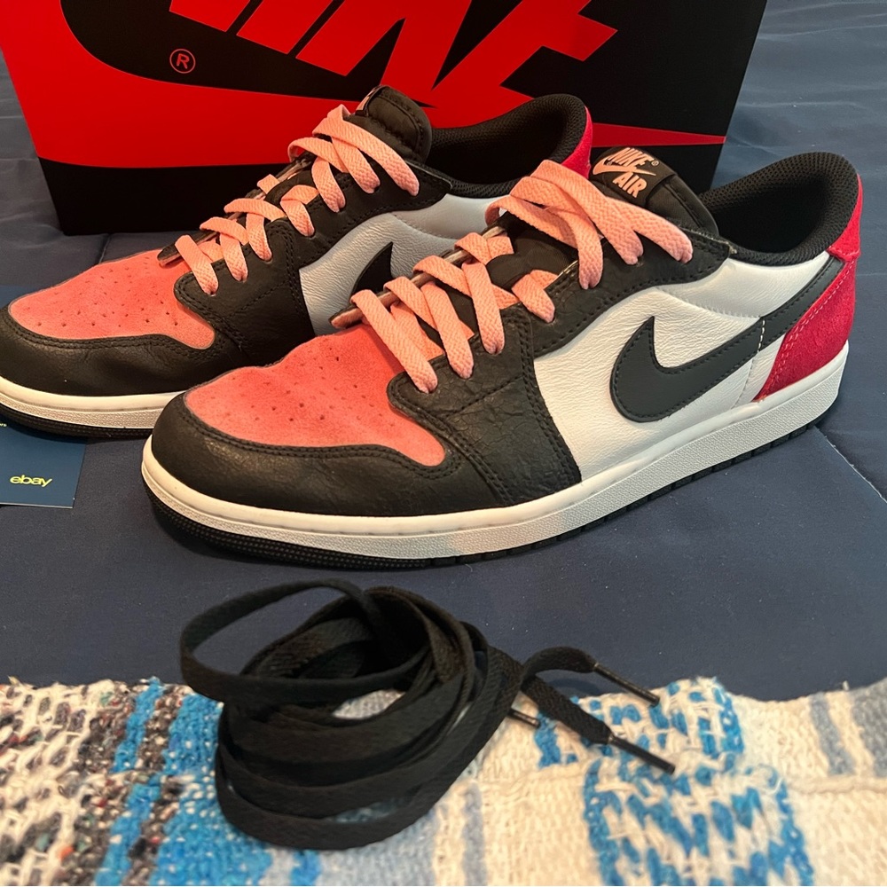 Air Jordan 1 Low Bleached Coral Size 12 Custom Valentine’s Day Pink Red Suede